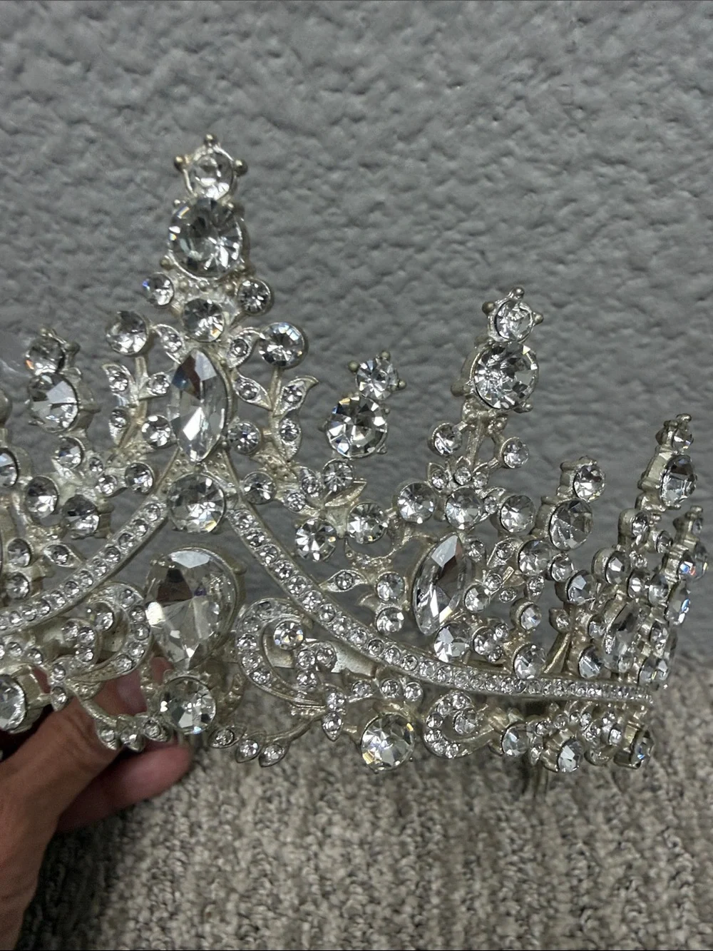 Vintage Elegant Silver Crystal Tiara Crown - Women Accessories
